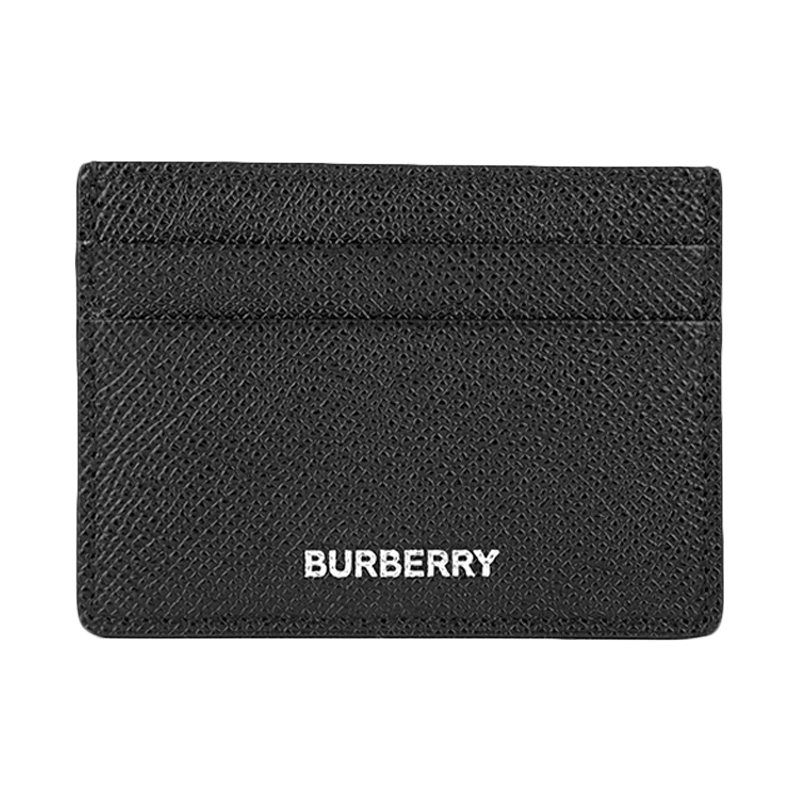 BURBERRY 博柏利 男士黑色粒面皮革字母标志简约时尚便携名片夹卡包 8014662 A1189